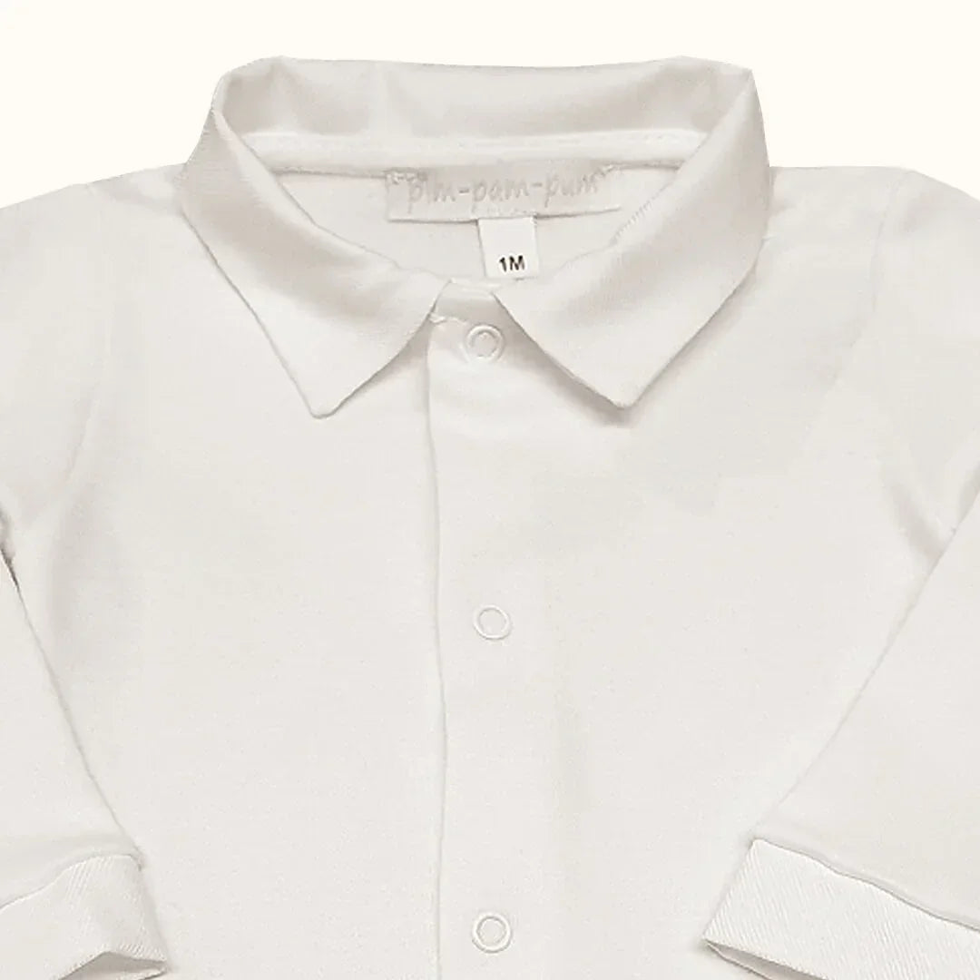 Body de Gola Básico Bege Menino Verão - Pim-Pam-Pum Baby