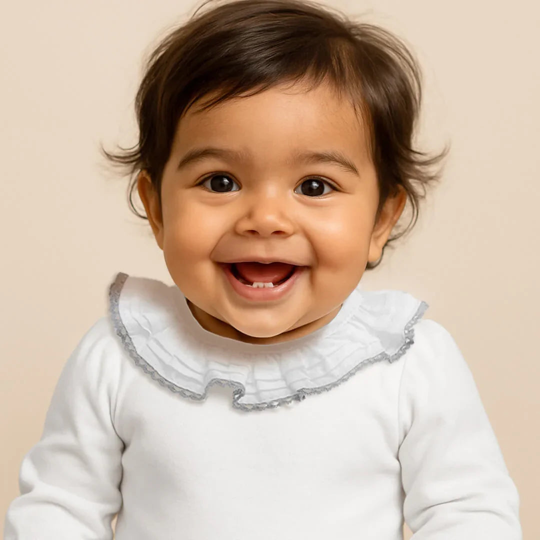 Body de Gola Básico Branco/Cinza Verão - Pim-Pam-Pum Baby