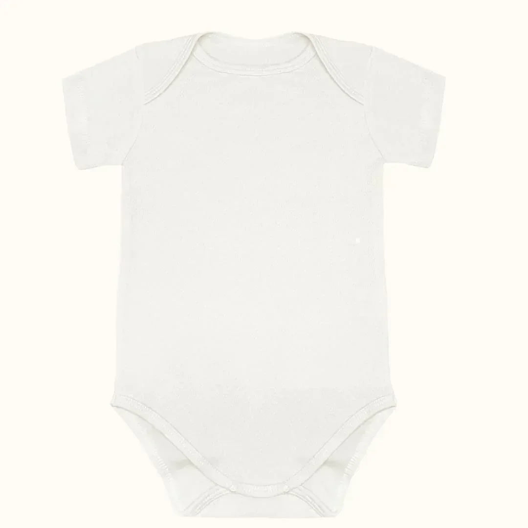 Body de bebê branco, manga curta, algodão, confortável para recém-nascidos