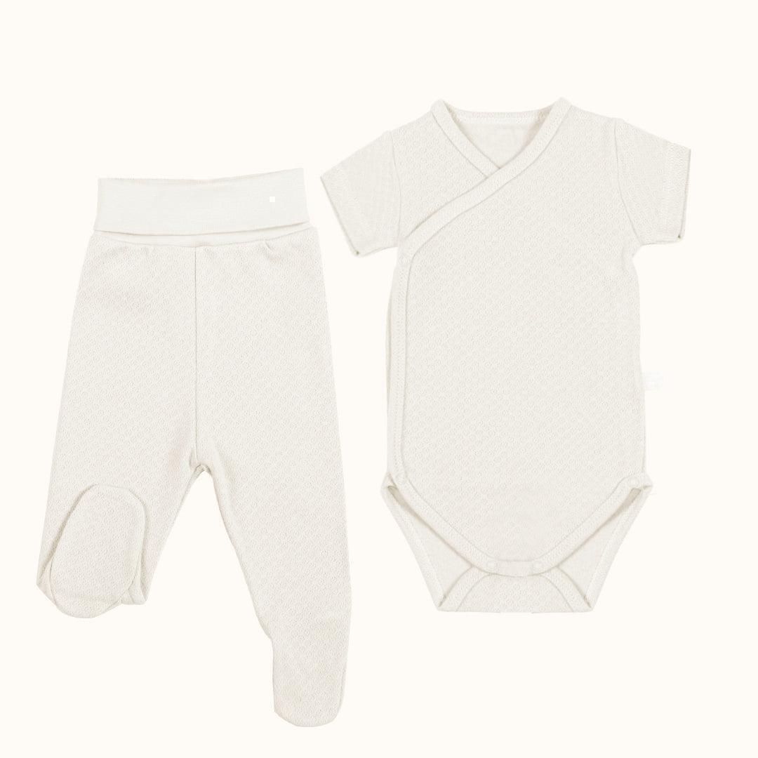 3 Bodies Manga Curta e Calças Sem Pés Sweet Cores Neutras - Pim-Pam-Pum Baby