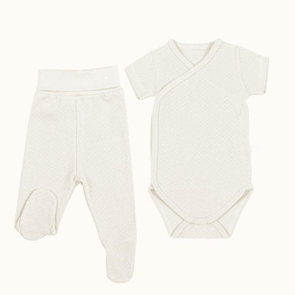 3 Bodies Manga Curta e Calças Sem Pés Sweet Cores Neutras - Pim-Pam-Pum Baby