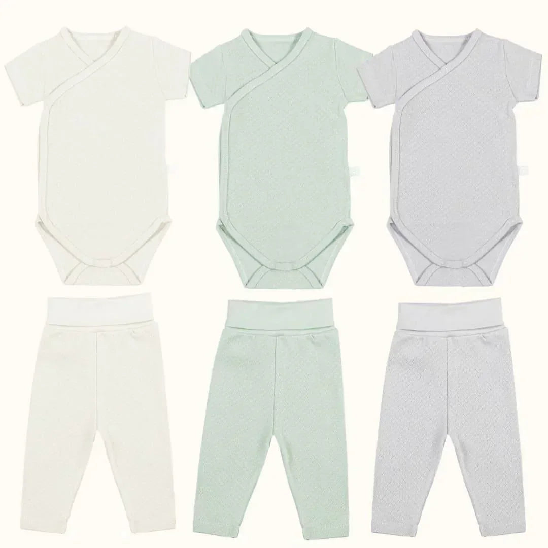 3 Bodies Manga Curta e Calças Sem Pés Sweet Cores Neutras - Pim-Pam-Pum Baby