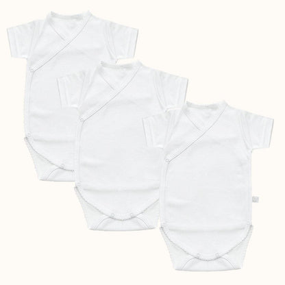 3 Bodys Cruzado Manga Curta Básico Branco - Pim-Pam-Pum Baby