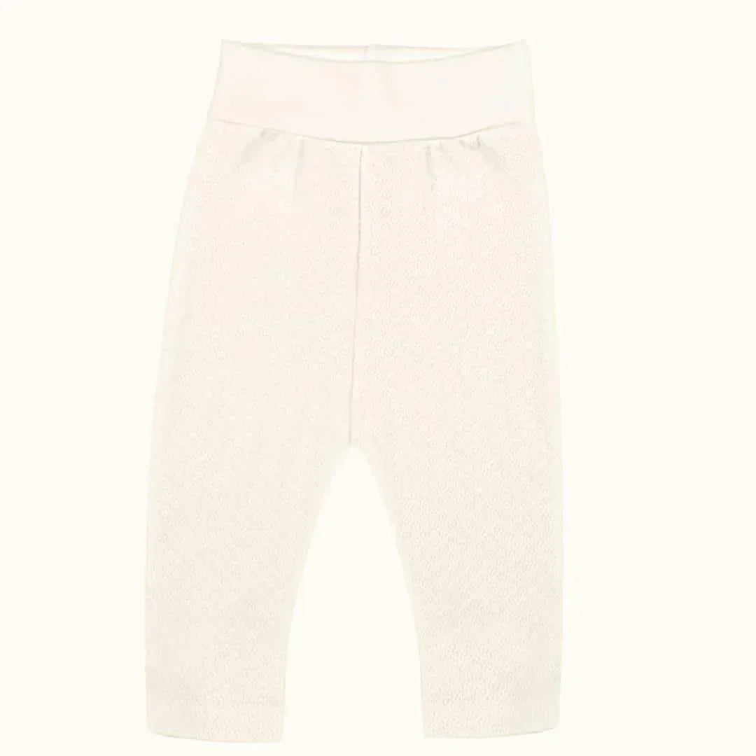 Calça de bebé branca sem pés, tecido macio, ideal para recém-nascidos, enxoval