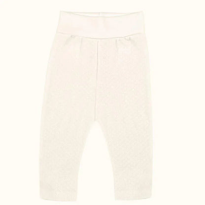 Calça de bebé branca sem pés, tecido macio, ideal para recém-nascidos, enxoval