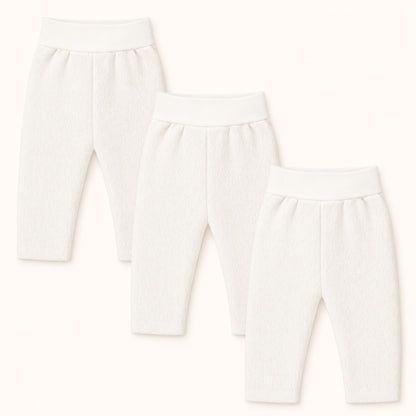 Conjunto de 3 calças sem pés em malha algodão fantasia sweet bege