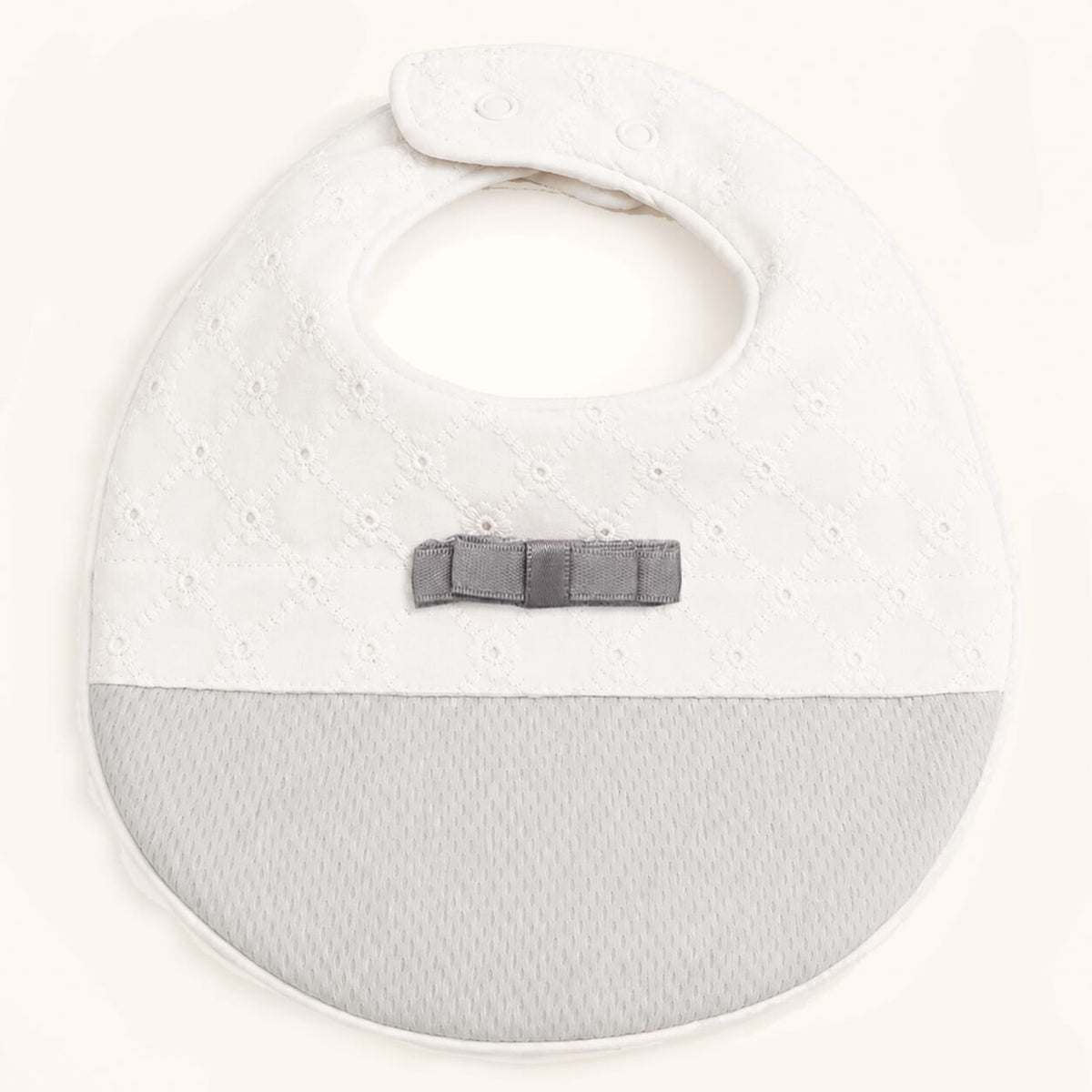 Romantic 2 Gray Baby Bib in Cotton with Waterproof Interior