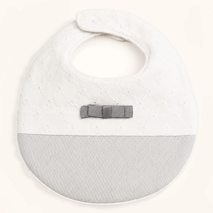 Romantic 2 Gray Baby Bib in Cotton with Waterproof Interior
