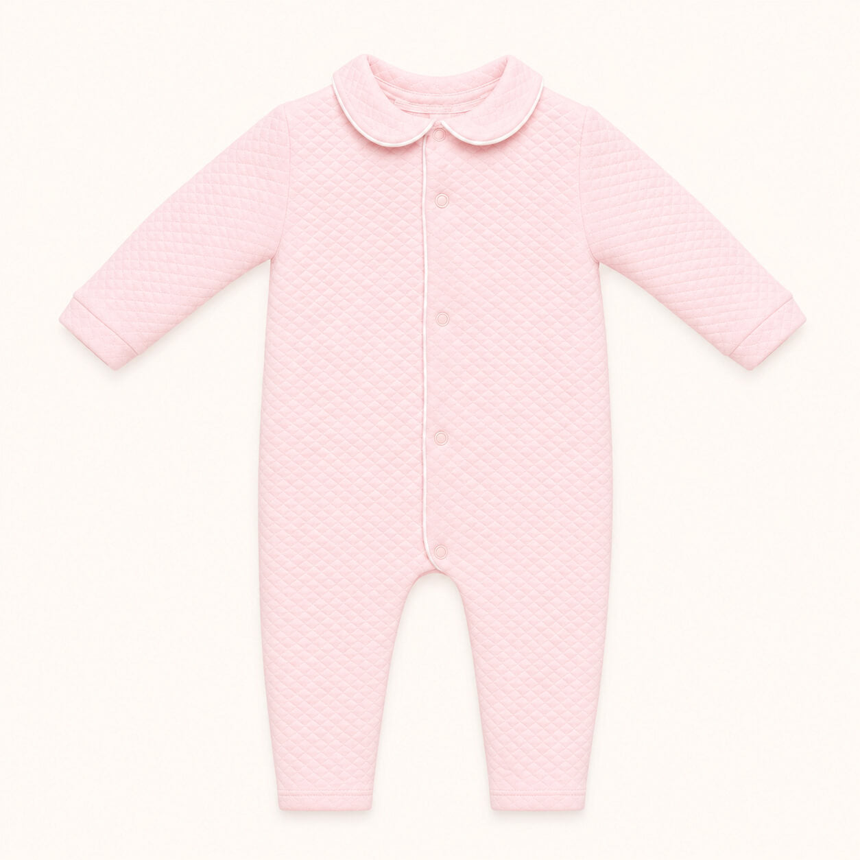 Babygrow sem Pés para bebé em malha algodão diamante rosa