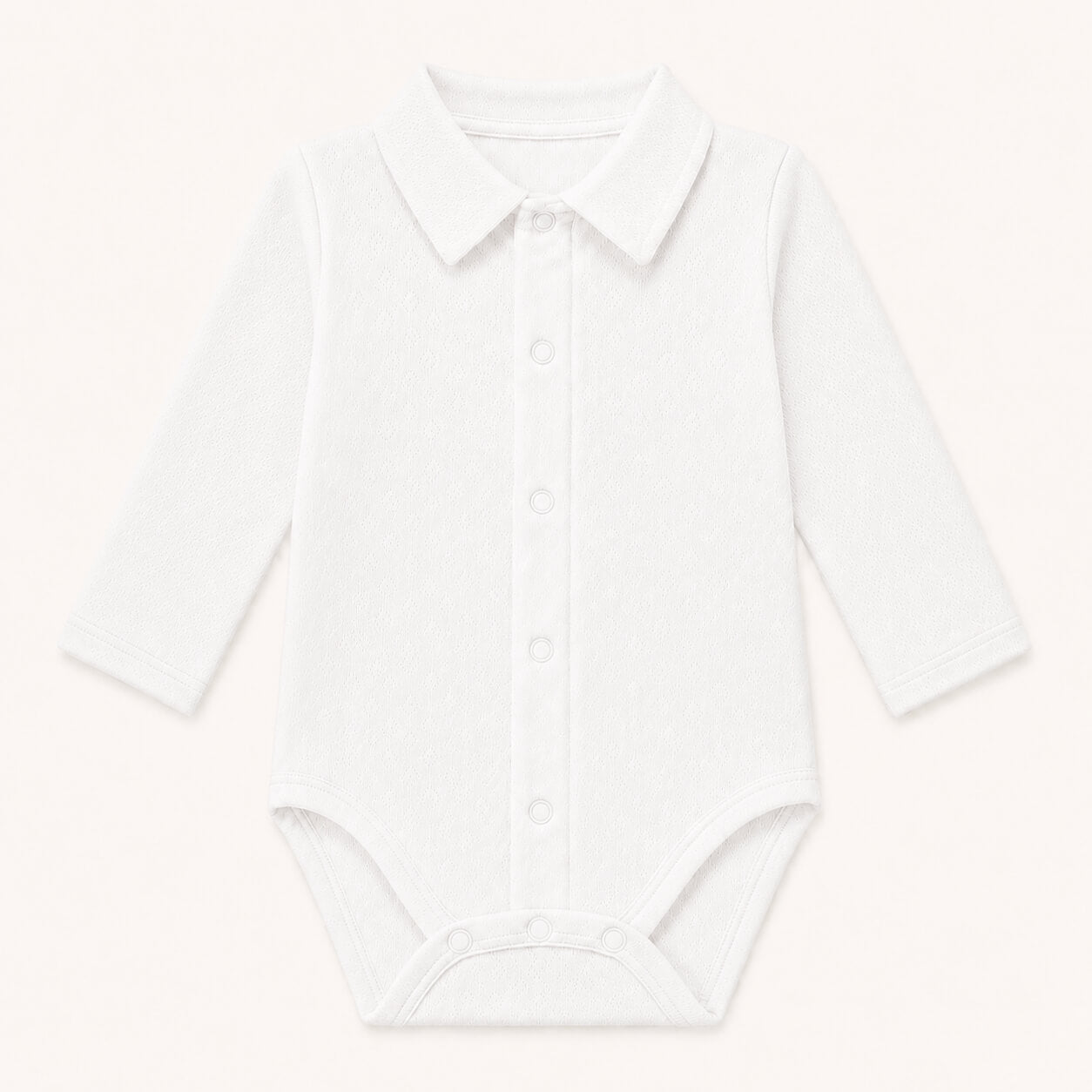 Body de gola de camisa em malha 100% algodão fantasia branco para bebés de 1 mês aos 24 meses