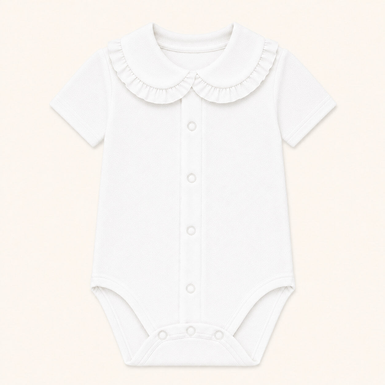 body de gola folho, manga curta, malha algodão branco, super macia e com tratamento Anti-Pilling e anti-encolhimento