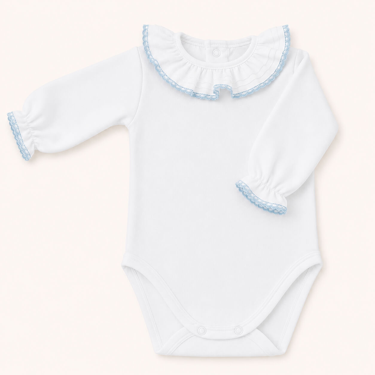 Winter-Rundhalsbody für Babys - Basic Weiß und Blau