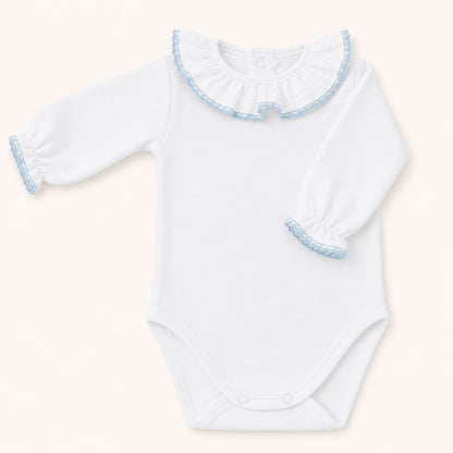 Winter-Rundhalsbody für Babys - Basic Weiß und Blau