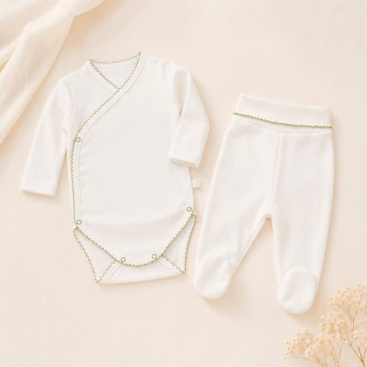 Body e Calça Básico Bege e Verde
