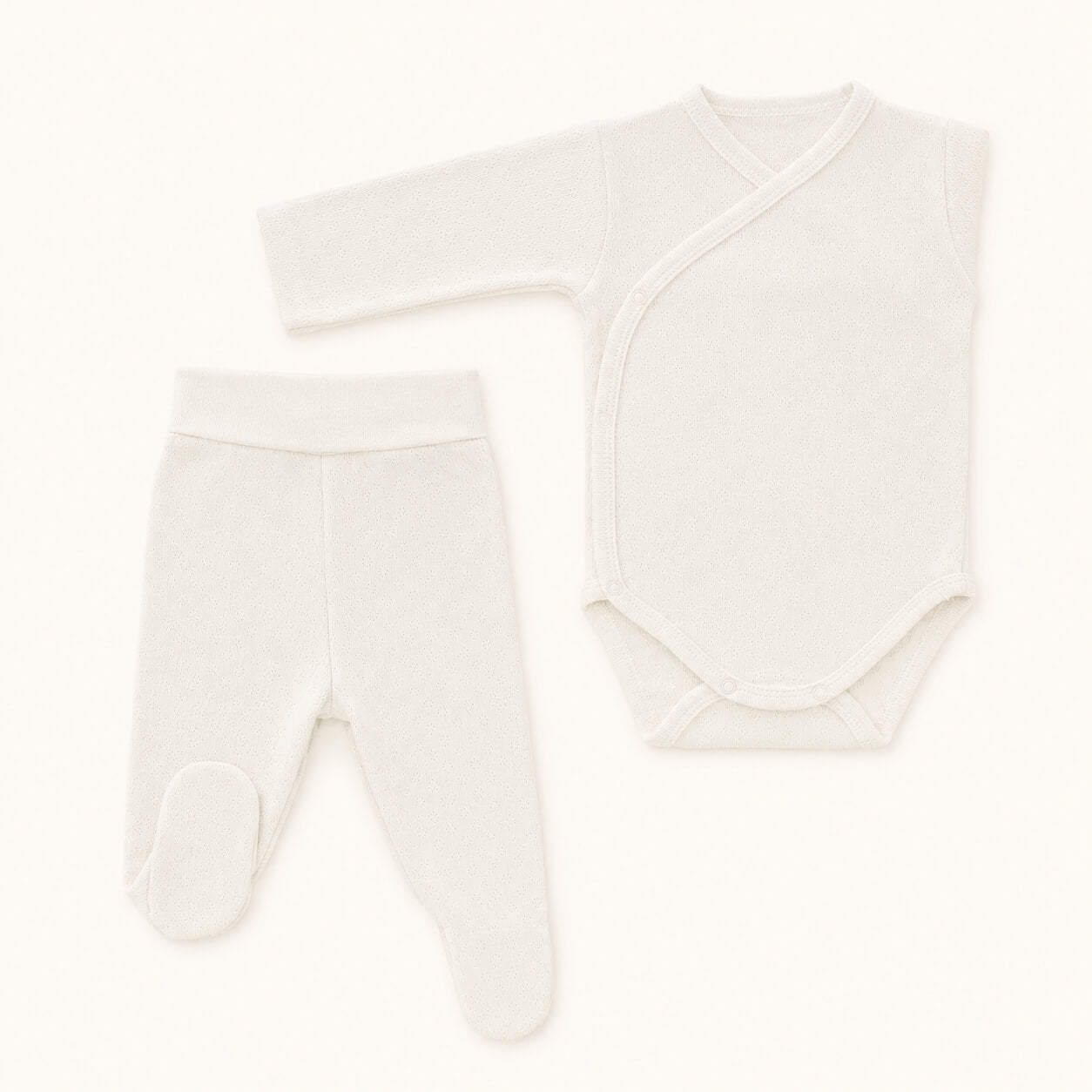 body e  calça interiores com pés para recém-nascido em malha fantasia branco, superconfortáveis, sem elástico e sem etiquetas irritantes para a pele do bebé