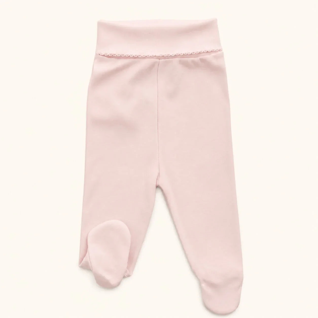 Calça com pés em algodão suave sem elásticos na cintura 