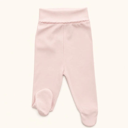 Calça com pés em algodão suave sem elásticos na cintura 