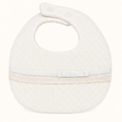 Babete em Malha Algodão para recém-nascido Romantic 1 Malha Bege e Branco