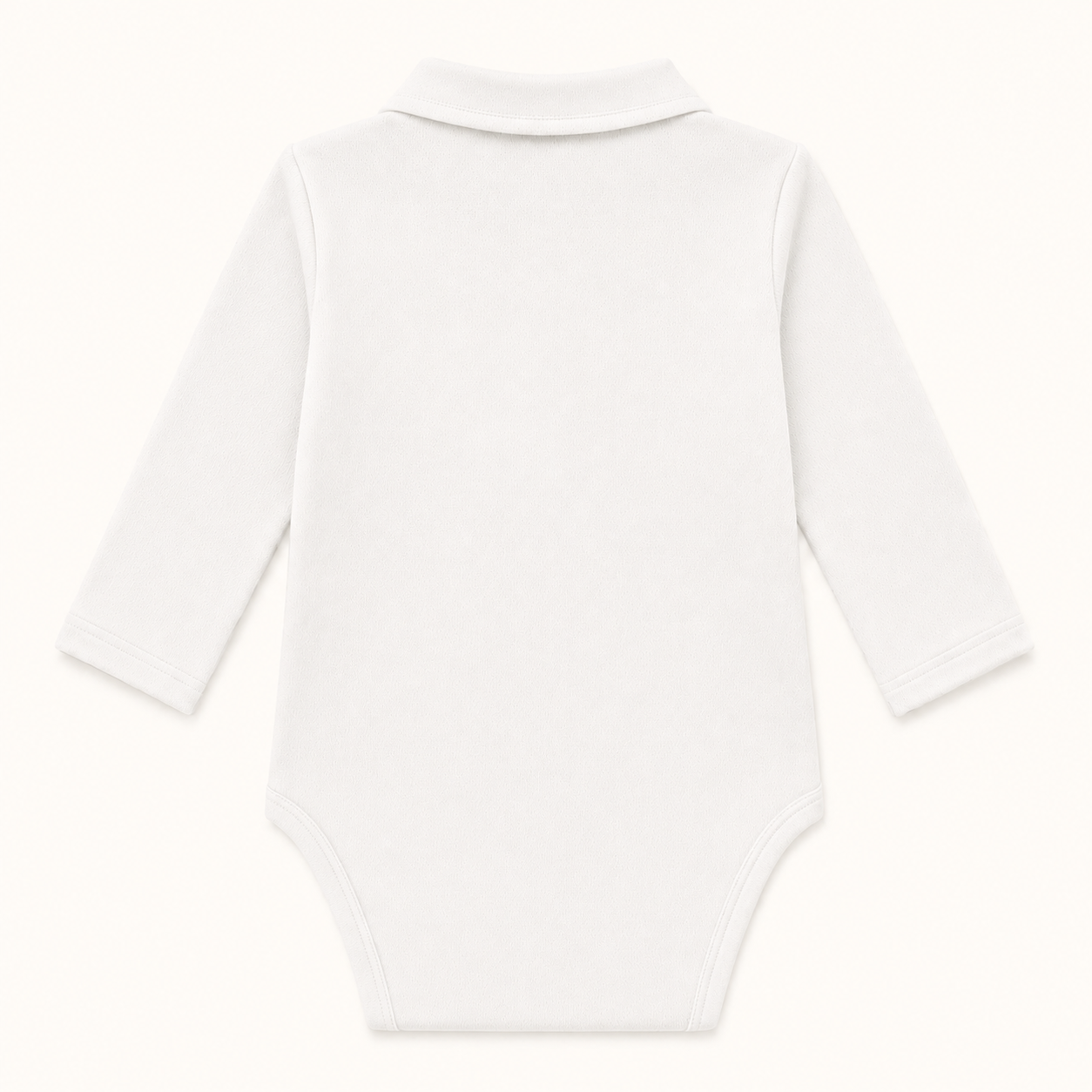 Costas de body de gola de camisa em malha 100% algodão fantasia bege para bebés de 1 mês aos 24 meses