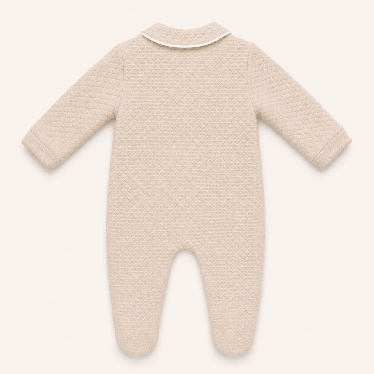 Costas de Babygrow sem Pés em malha losango camel algodão quentinho para qualquer bebé dormir