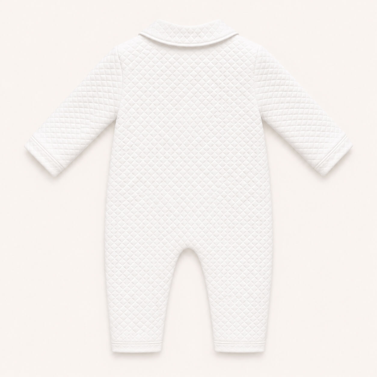 Costas de Babygrow sem Pés em malha losango branco algodão quentinho para qualquer bebé dormir