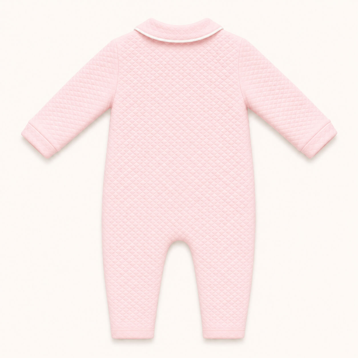 Costas de Babygrow sem Pés em malha losango rosa algodão quentinho para qualquer bebé dormir
