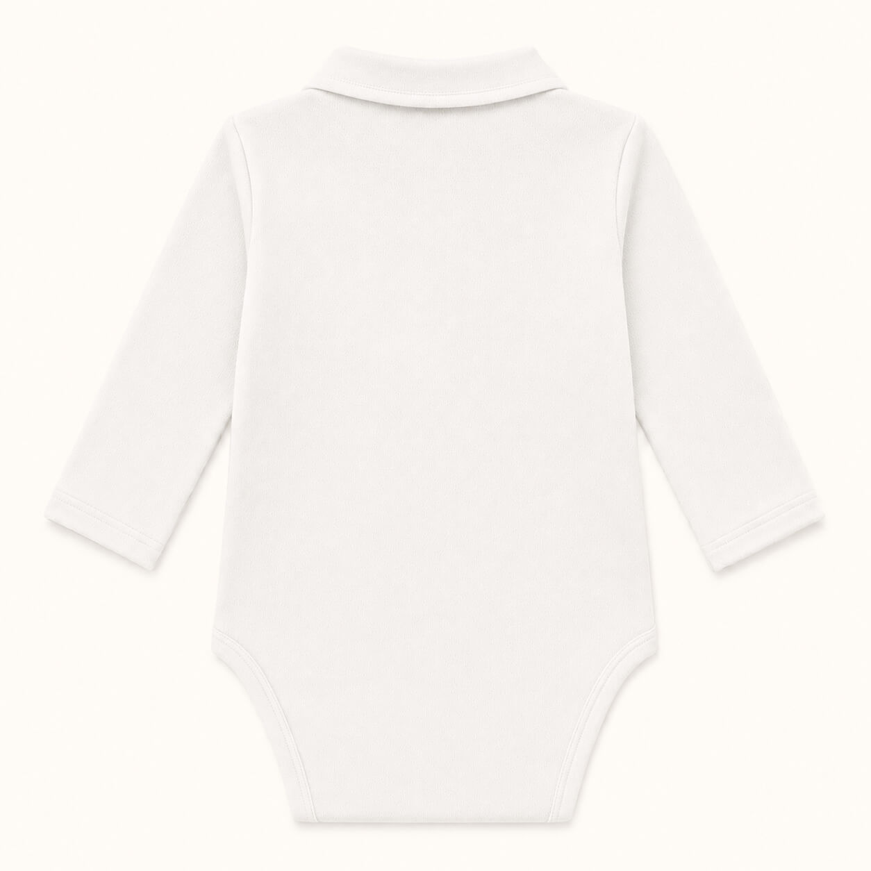 Costas de body de gola de camisa em malha 100% algodão fantasia Branco para bebés de 1 mês aos 24 meses