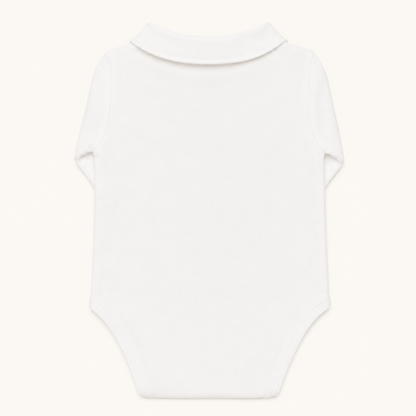 Costas de body com gola redonda basico branco para bebé  