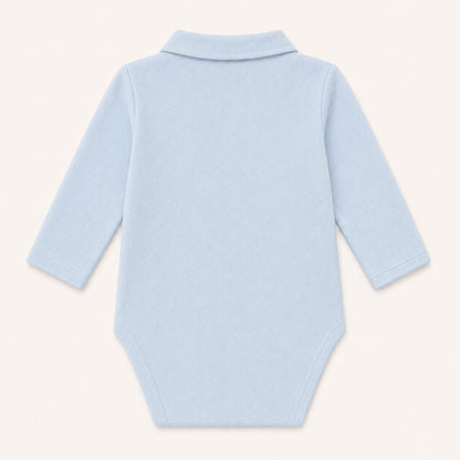 Costas de body de gola de camisa em malha 100% algodão fantasia verde para bebés de 1 mês aos 24 meses