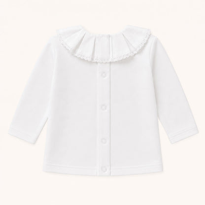 Costas camisola de gola  classic em bordado inglês algodão  branca