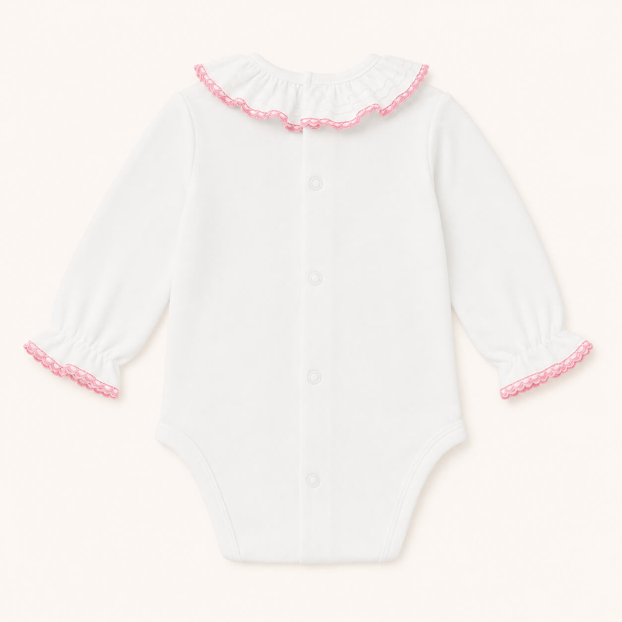 Body de Gola para menina de inverno - Básico Branco/Rosa