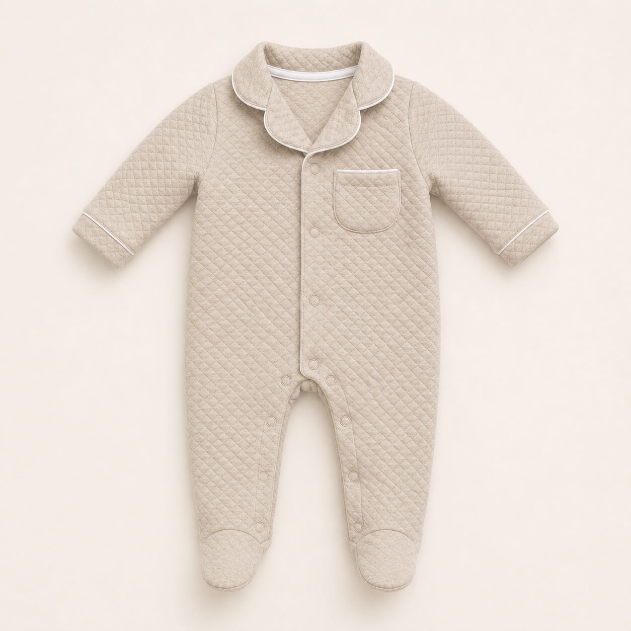 Frente do babygrow em malha camel Prestige Camel
