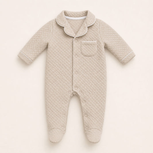 Frente do babygrow em malha camel Prestige Camel