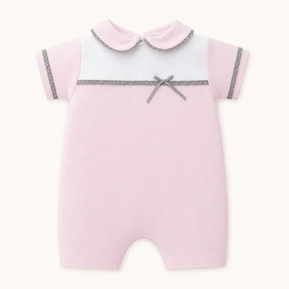 Macacão Curto algodão para Bebé -  Mimo Rosa