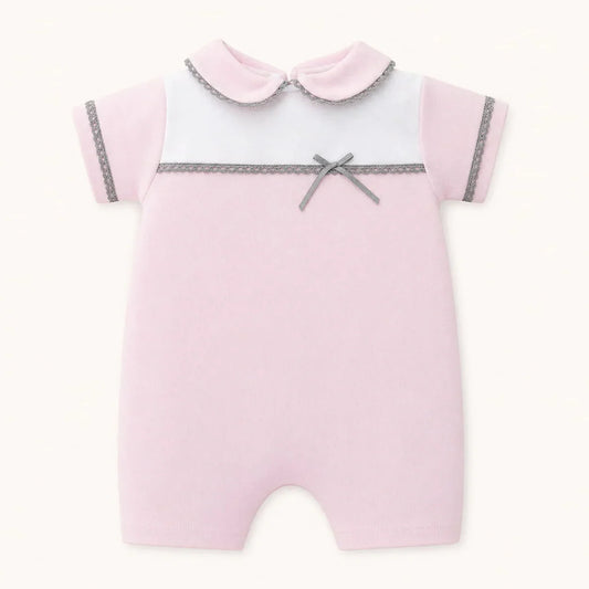 Macacão Curto algodão para Bebé -  Mimo Rosa