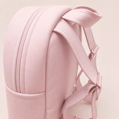 Mochila infantil rosa clara para menina, alças ajustáveis, vista lateral