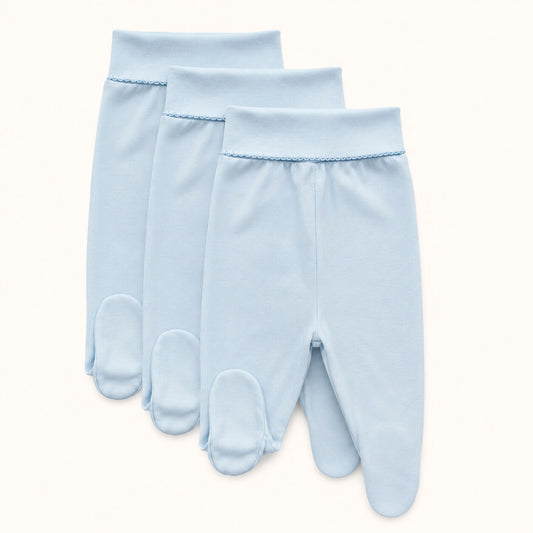 3 Calças com Pés Básico Azul