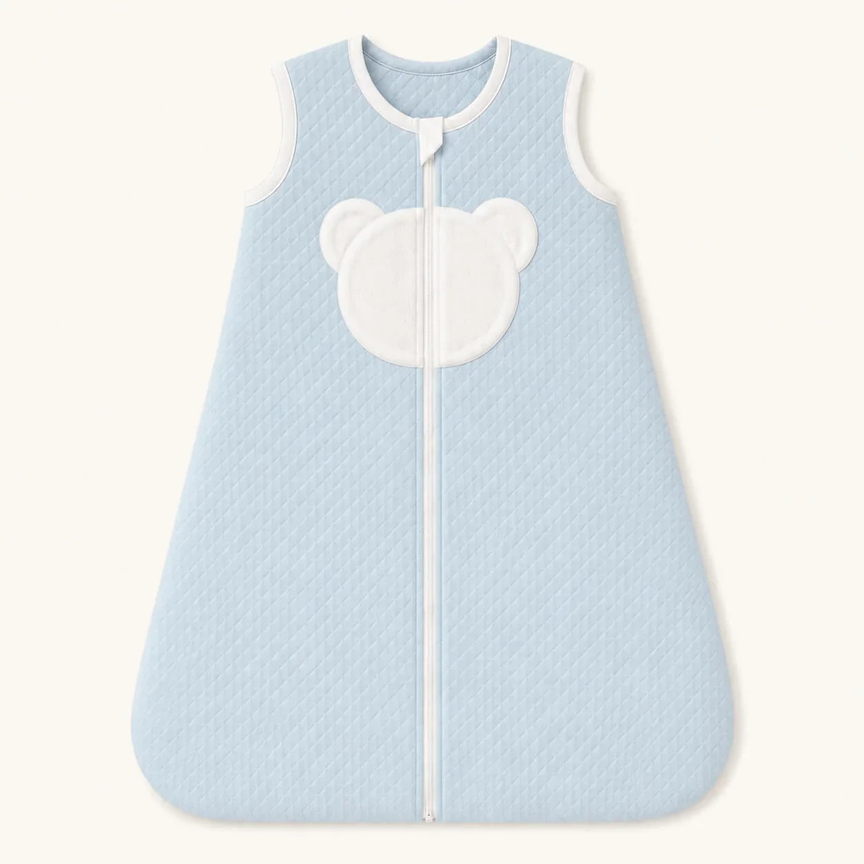 Saco de dormir azul claro para bebé com detalhe de urso branco, ideal para recém-nascidos - Sem mangas TOG  2,0