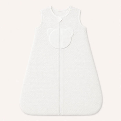 Saco de dormir sem mangas para bebé menina em branco malha losango e forrado a malha interlock branca macia, TOG 2, perfeito para tempo ameno