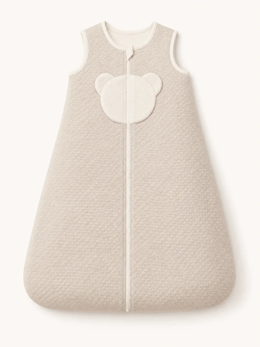 Saco de dormir sem mangas para bebé menina em camel, forrado a malha interlock algodão macio, TOG 2, perfeito para tempo ameno