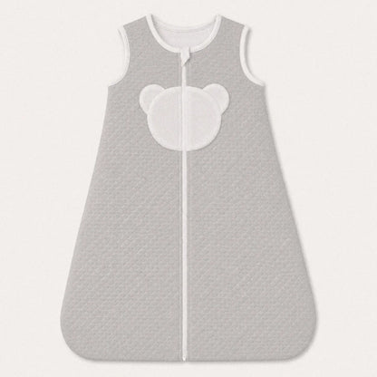 Saco de dormir sem mangas para bebé menina em cinza, malha losango camel e forrado a malha interlock branca macia, TOG 2, perfeito para tempo ameno