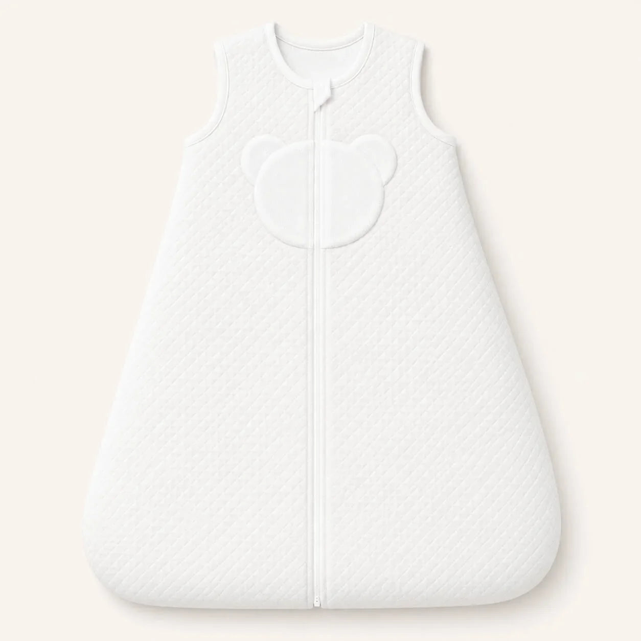 Saco de dormir sem mangas para bebé  em branco, TOG 3, acolchoado e forrado a malha algodão macia, perfeito para tempo frio