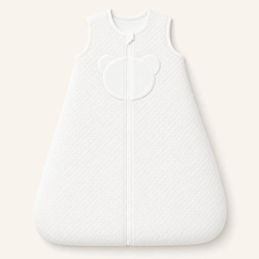 Saco de dormir sem mangas para bebé  em branco, TOG 3, acolchoado e forrado a malha algodão macia, perfeito para tempo frio