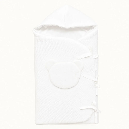 Saco nascimento diamante em malha losango branco, acolchoado e forrado a malha macia. Ideal para bebé dormir desde do nascimento - TOG 2,5