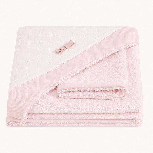 Toalha de Banho com capuz para Bebé Romantic 2 Rosa