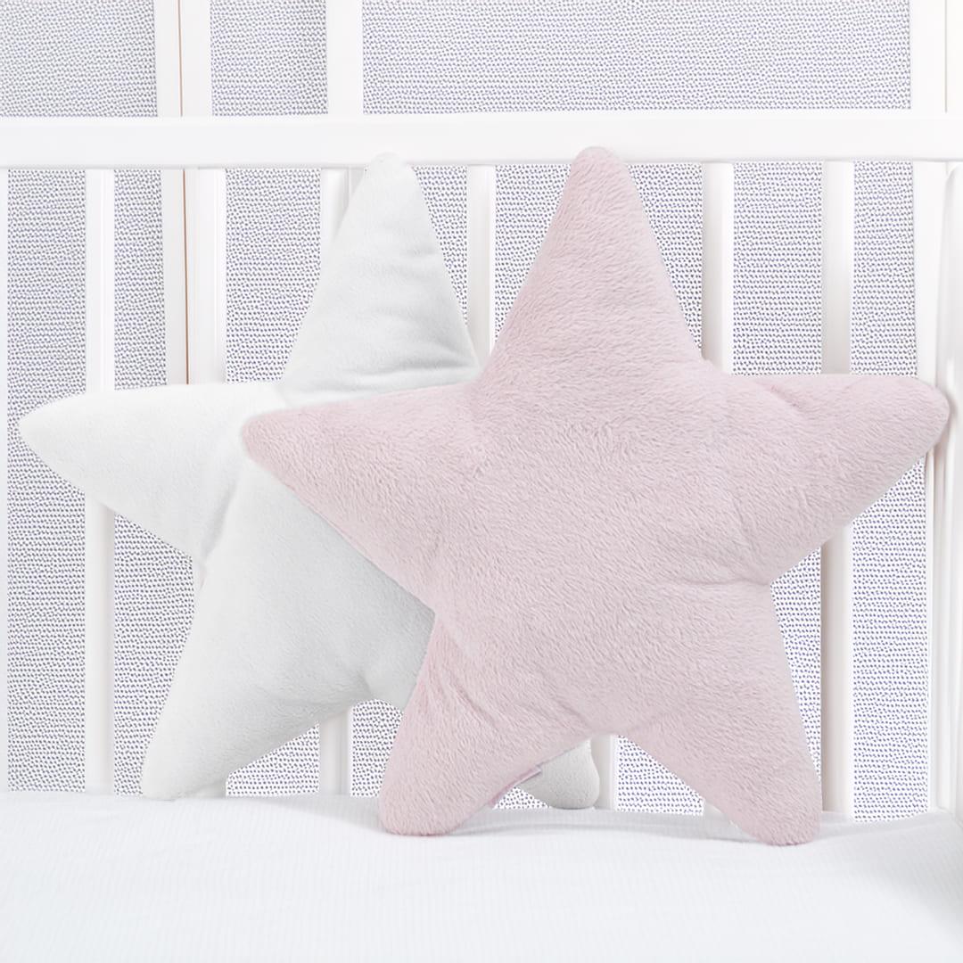 Almofadas Decorativas Estrela Rosa e Branco - Pim-Pam-Pum Baby