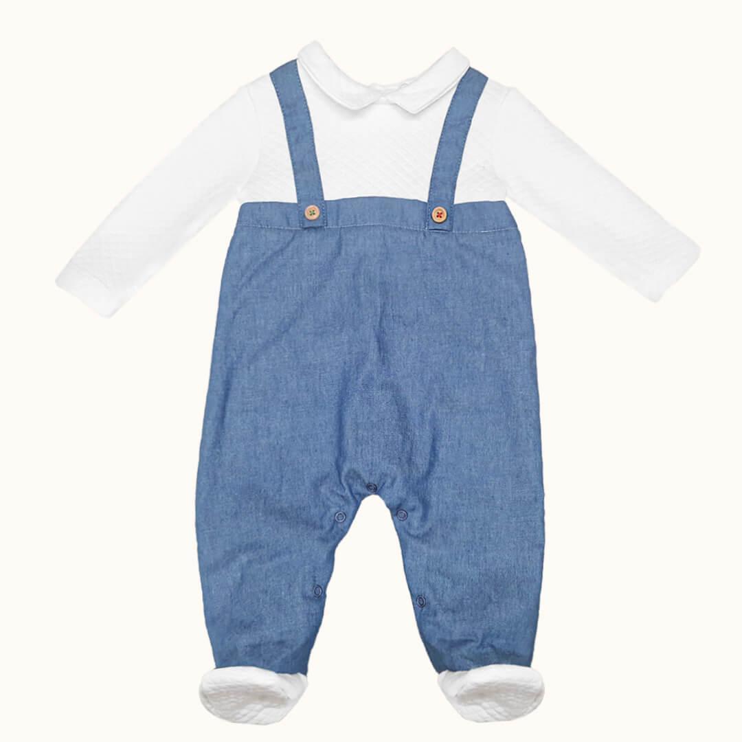 Babygrow Denim 1 Branco/Azul - Pim-Pam-Pum Baby