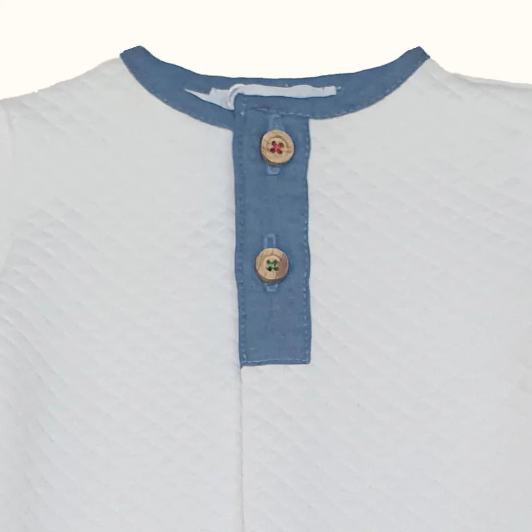 Babygrow Denim 2 Branco/Azul - Pim-Pam-Pum Baby