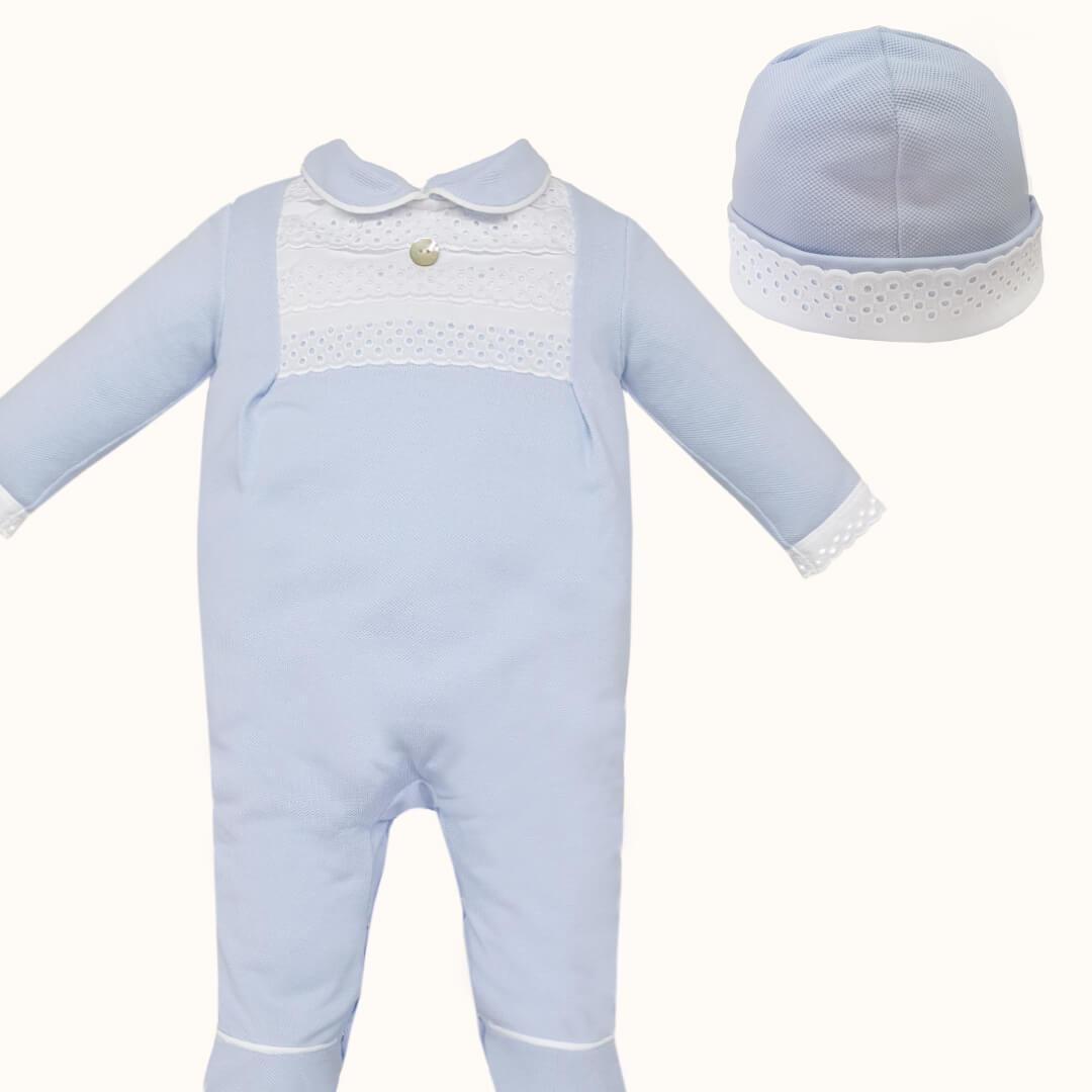 Babygrow e Gorro Pretty 1 Azul - Pim-Pam-Pum Baby