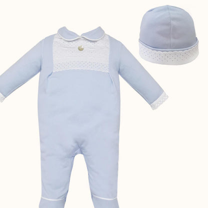 Babygrow e Gorro Pretty 1 Azul - Pim-Pam-Pum Baby